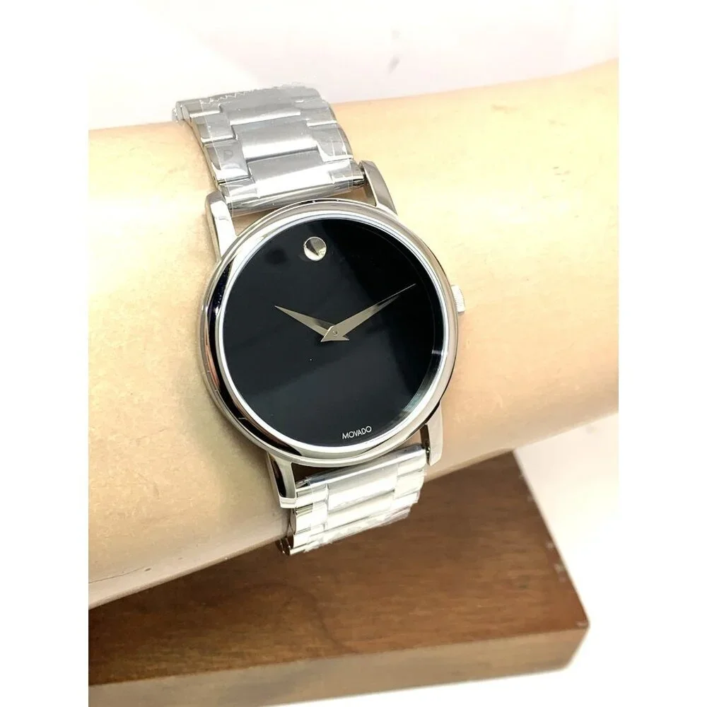 Movado Men's Watch 2100014 Museum Black Dial Swiss Quartz Silver Steel 38mm